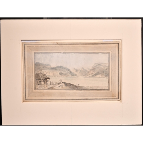 59 - Attributed to Anthony Thomas Devis (1729- 1816/7) - Ink and wash - Travellers on ponies passing into... 