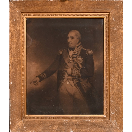 75 - After William Beechey, 'Sir John Duckworth', mezzotint engraving, 17