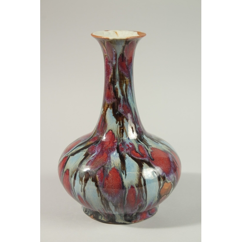 1 - A FINE CHINESE FLAMBE GLAZE PORCELAIN VASE, 28.5cm high.