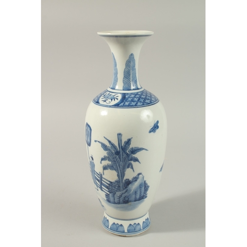 58 - A CHINESE BLUE AND WHITE PORCELAIN VASE, painted with figures, the base with character mark, 31cm hi... 