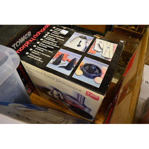 161 - A metal detector, boxed kitchen items etc.