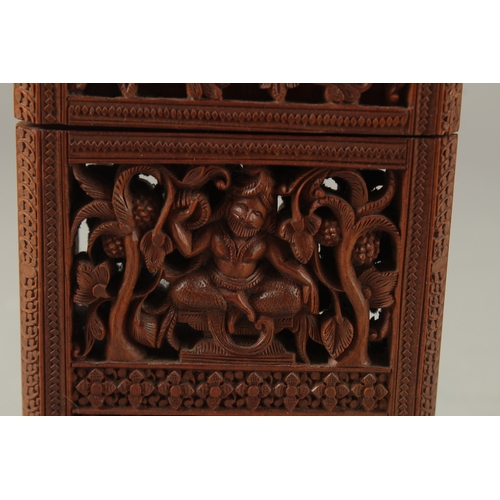 118 - A VERY FINE 19TH CENTURY ANGLO INDIAN MYSORE OPENWORKED SANDELWOOD CARD CASE, 12.5cm x 8cm.