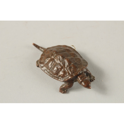 17 - A BRONZE OKIMONO OF A TURTLE.