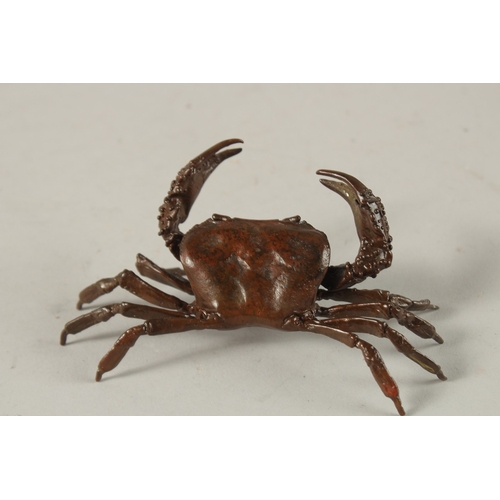 26 - A BRONZE OKIMONO OF A CRAB, 11.5cm wide.