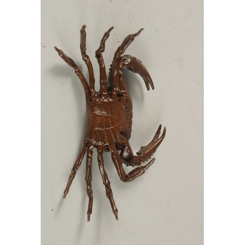 26 - A BRONZE OKIMONO OF A CRAB, 11.5cm wide.