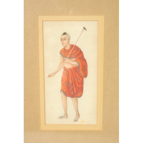 78 - FOUR CHINESE FRAMED AND GLAZED PITH PAINTINGS, each depicting a figure in traditional attire, image ... 