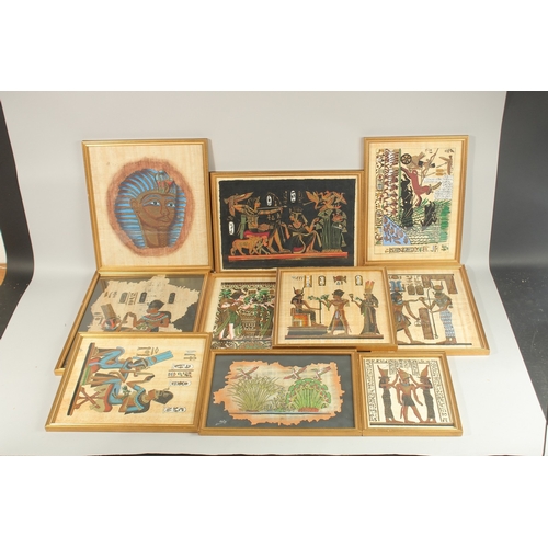 319 - A LARGE COLLECTION OF FRAMED AND GLAZED EGYPTIAN PAINTINGS, various sizes, (qty).