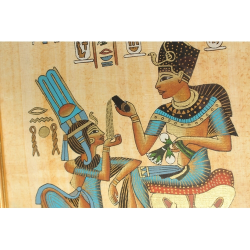 319 - A LARGE COLLECTION OF FRAMED AND GLAZED EGYPTIAN PAINTINGS, various sizes, (qty).