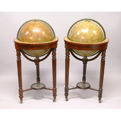 1024 - A SUPERB PAIR OF 19TH CENTURY TERRESTRIAL AND CELESTIAL GLOBES ON STAND by THOMAS MALBY & SON, 37 Pa... 