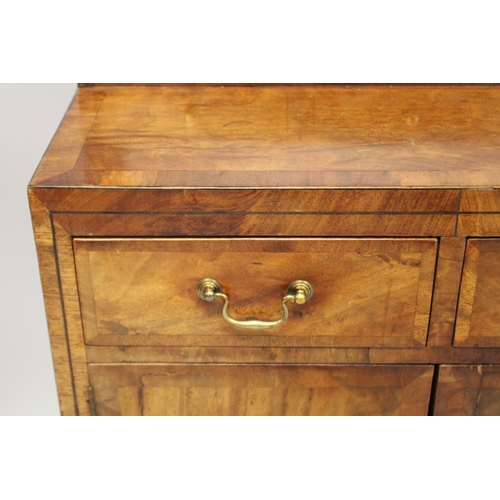 1035 - A GEORGE III MAHOGANY CHIFFONIER OF SMALL SIZE, the brass galleried upper section with an open shelf... 