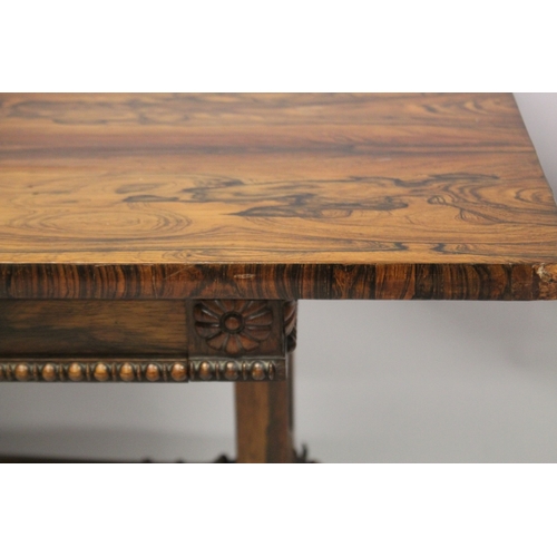 1037 - A GOOD ROSEWOOD RECTANGULAR SMALL LIBRARY TABLE, in the manner of George Bullock, with a single frie... 