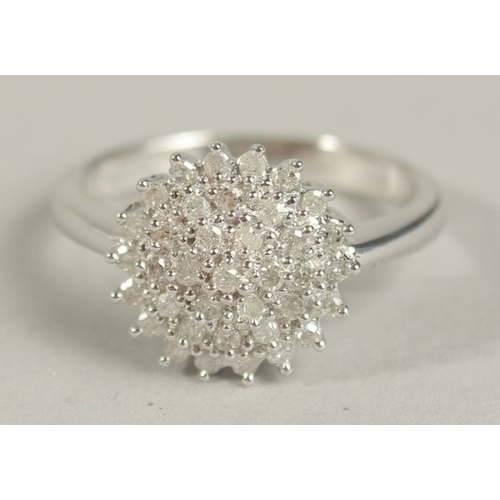 1664 - A 9CT WHITE GOLD RBC DIAMOND CLUSTER RING. Diamonds 0.33ct.