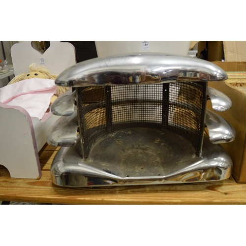 113 - An HMV chrome plated Art Deco heater shell.