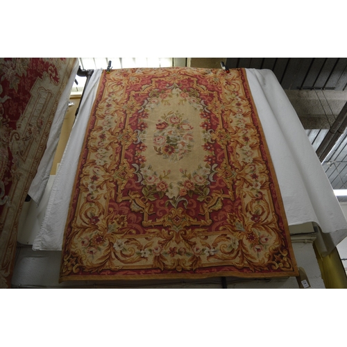 198 - A French Aubusson style tapestry wall hanging, 167cm x 112cm.