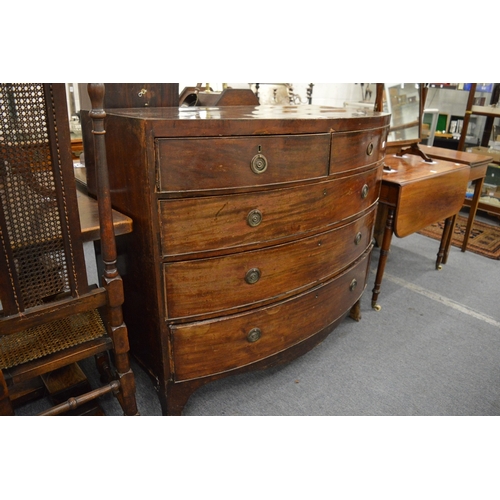 264 - A 19th century mahogany bow front chest of drawers.