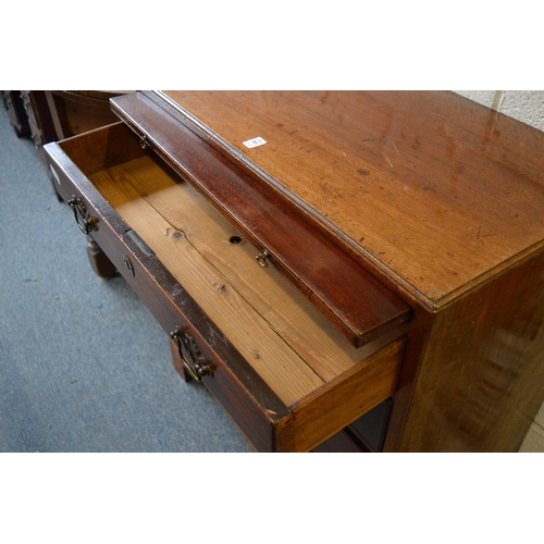 383 - A George III mahogany caddy top chest of drawers with brushing slide, four graduated long drawers on... 