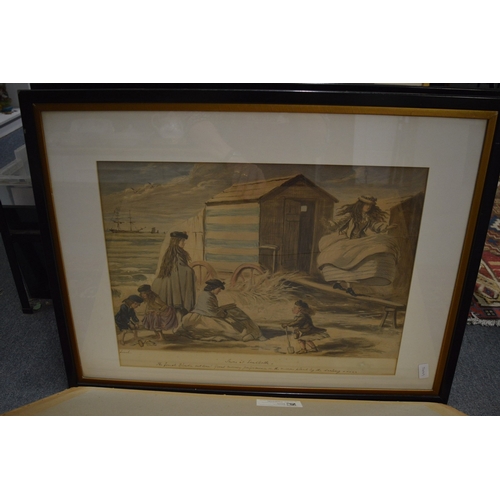 401 - John Leach, four hunting and other prints, uniformly framed and glazed together with a similar print... 