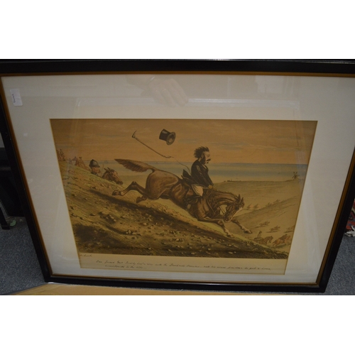 401 - John Leach, four hunting and other prints, uniformly framed and glazed together with a similar print... 