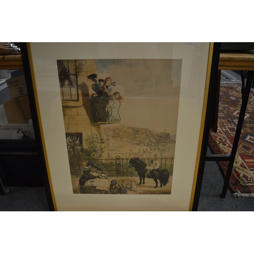 401 - John Leach, four hunting and other prints, uniformly framed and glazed together with a similar print... 