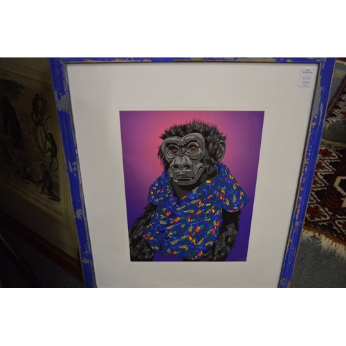 406 - Five pictures and prints relating to gorillas.