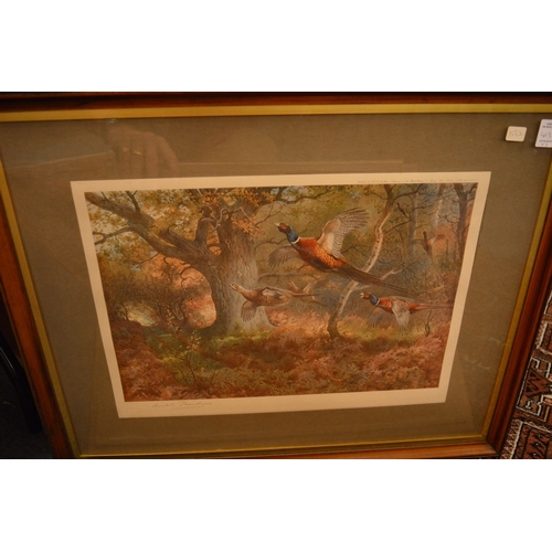 413 - Archibald Thorburn, three pencil signed colour prints depicting snipe, woodcock and pheasants in fli... 