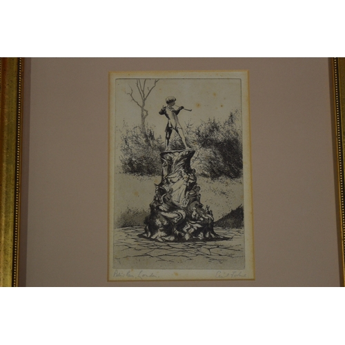 419 - Cecil Johns, Peter Pan, London, pencil signed etching and various other engravings and prints etc.