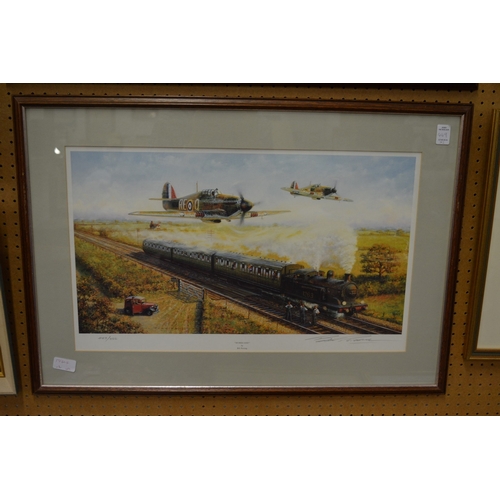 449 - Bill Perring, Lancaster, limited edition colour print, signed by the artist and flight crew together... 