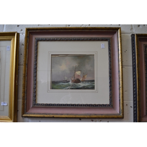 469 - Sailing ships at sea, oil on board, pair.