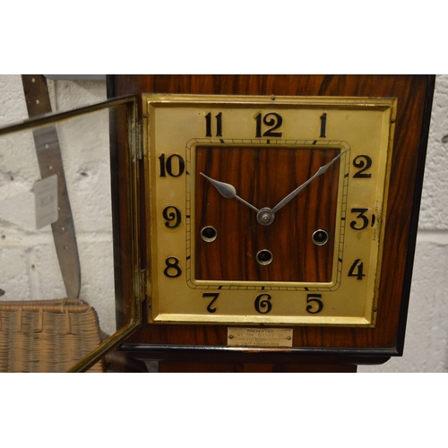 628 - A 1930's walnut cased grandmother clock.