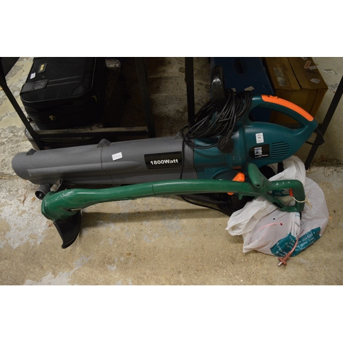 94 - An electric strimmer and leaf blower.