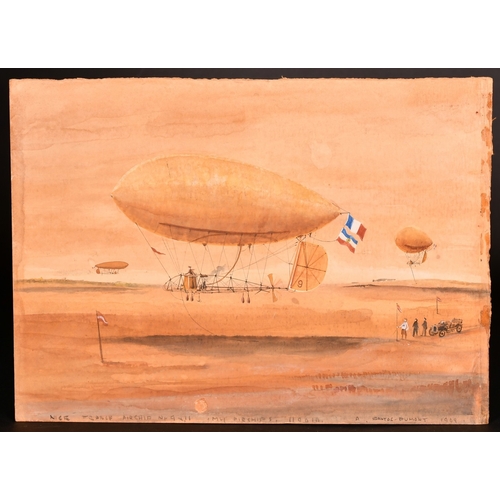 109 - Alberto Santos-Dumont (1873-1932), 'Nice, France, Airship', watercolour, signed and inscribed, and d... 