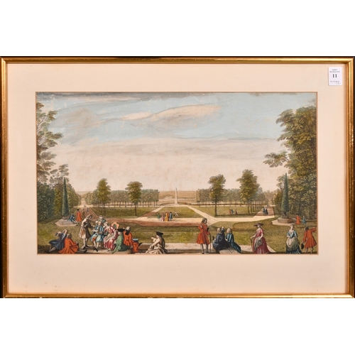 11 - Rigaud X Baron, 'Veuwe Prise du Temple Rouge', (Stowe), 18th Century hand coloured engraving, 10.5