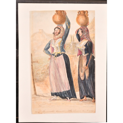 119 - Circle of Amadeo Preziosi, 'Two Parganote Women. The Queen and .........', watercolour, 6.75