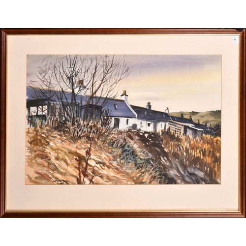 131 - Annette J. Stephen (1910-1990), row of buildings at dusk, watercolour, signed, 18.5