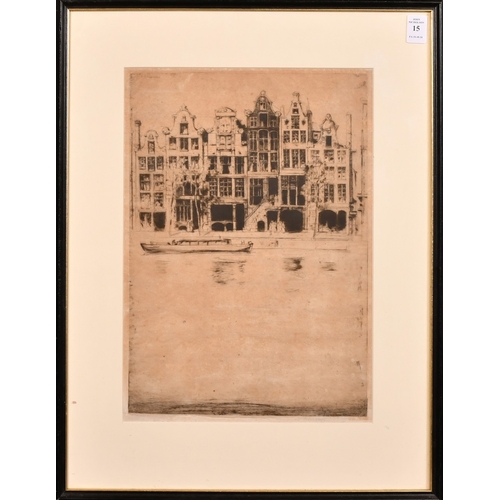 15 - David Young Cameron (1865-1945), 'Souvenir d'Amsterdam', drypoint etching, signed in pencil, plate s... 