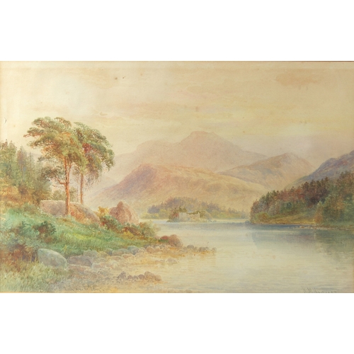 153 - H.M. Krause, A pair of loch scenes, watercolours, both signed and inscribed, 9.5