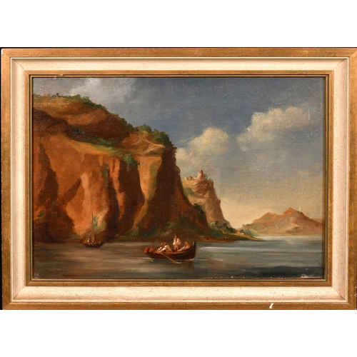 168 - Paul Crodel (1862-1928), figures in a rowing boat by a rocky coastline, oil on canvas, signed, 12