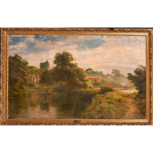 171 - Attributed to Robert Gallon (1845-1925), a view of figures on a punt, probably near Cookham, oil on ... 