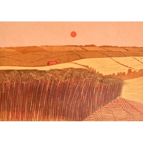 18 - Robert Tavener (1920-2004), 'Cornfield and Downs', colour lithograph, signed inscribed and numbered ... 