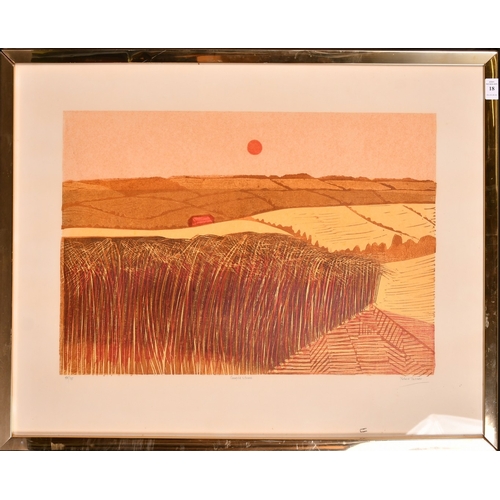 18 - Robert Tavener (1920-2004), 'Cornfield and Downs', colour lithograph, signed inscribed and numbered ... 