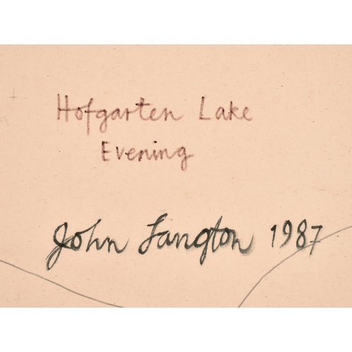 191 - John Langton (b. 1932), 'Hofgarten Lake, Evening', signed, inscribed and dated 1987 verso, 72