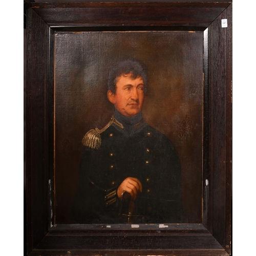 208 - 19th Century Continental School, a half-length portrait of a military officer with one epaulette, oi... 