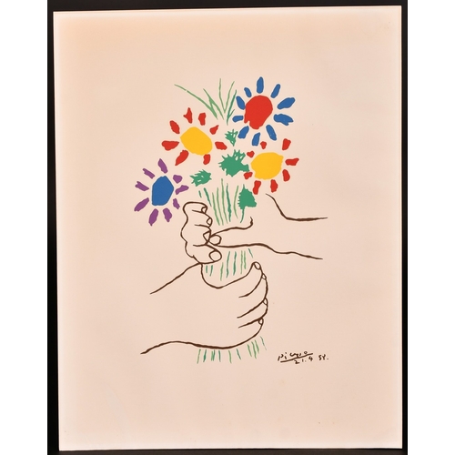 21 - After Picasso, 'Mains aux Fleurs', colour lithograph, 16