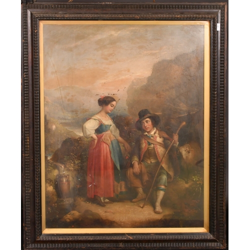 217 - Attributed to Jerome Ambrosini (1810-1883), 'Peasants of Lubiaco, Italy', oil on canvas, 36