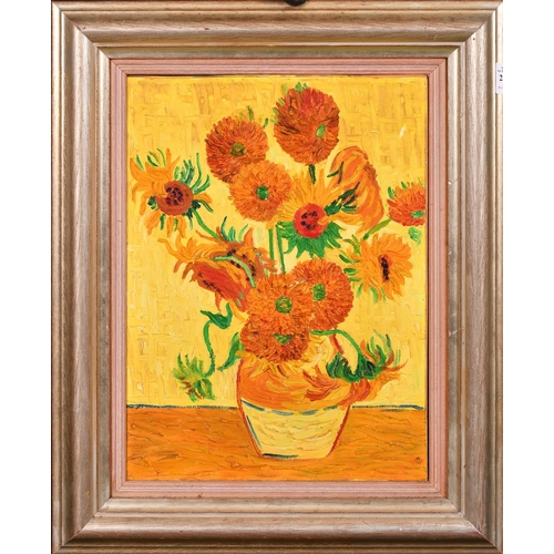 233 - After Van Gogh, sunflowers, oil on canvas, 16