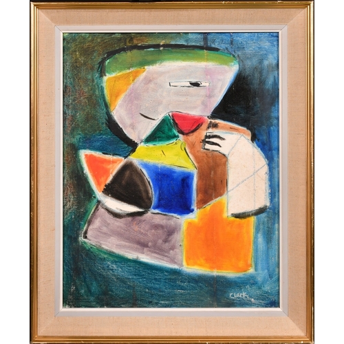 256 - Jean Patricia Taprell Clark (1930-1973), an abstract figural study, oil on canvas board, signed, 18