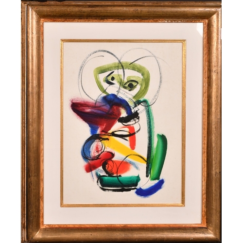 257 - Jean Patricia Taprell Clark (1930-1973), an abstract figural composition, oil on canvas board, 18