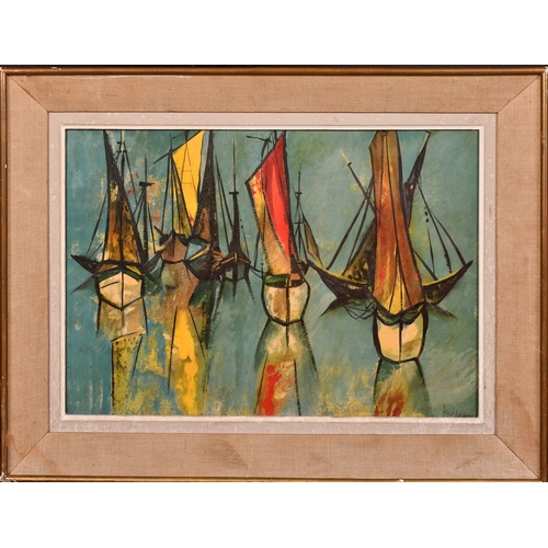 275 - Heino Breilmann (1921-2001), sailboats and their reflections on a calm sea, oil on canvas, signed, 1... 