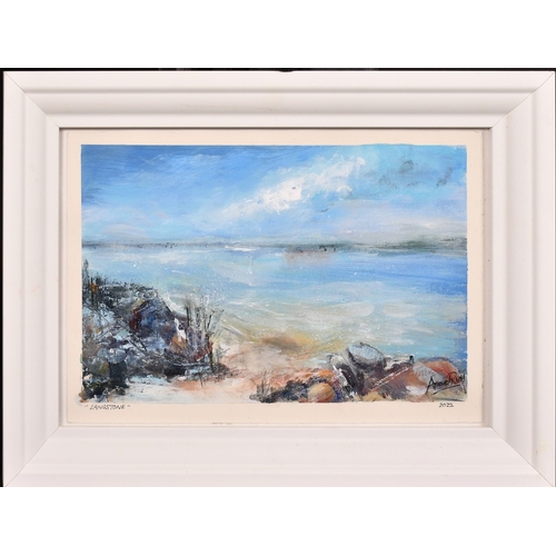 279 - Anne Ridd, Contemporary, 'Langstone', a coastal view, acrylic on card, signed, inscribed and dated 2... 