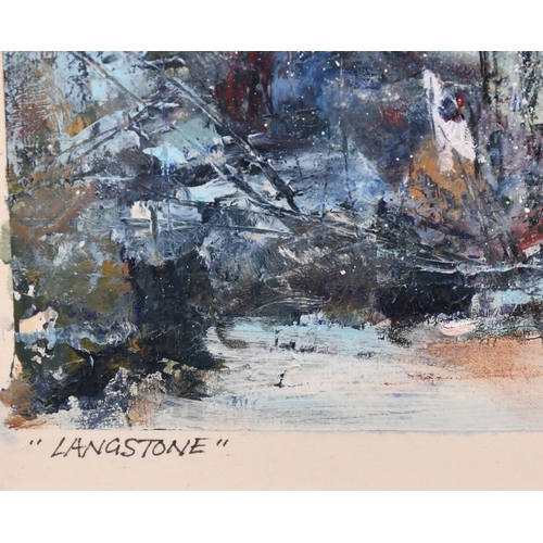 279 - Anne Ridd, Contemporary, 'Langstone', a coastal view, acrylic on card, signed, inscribed and dated 2... 